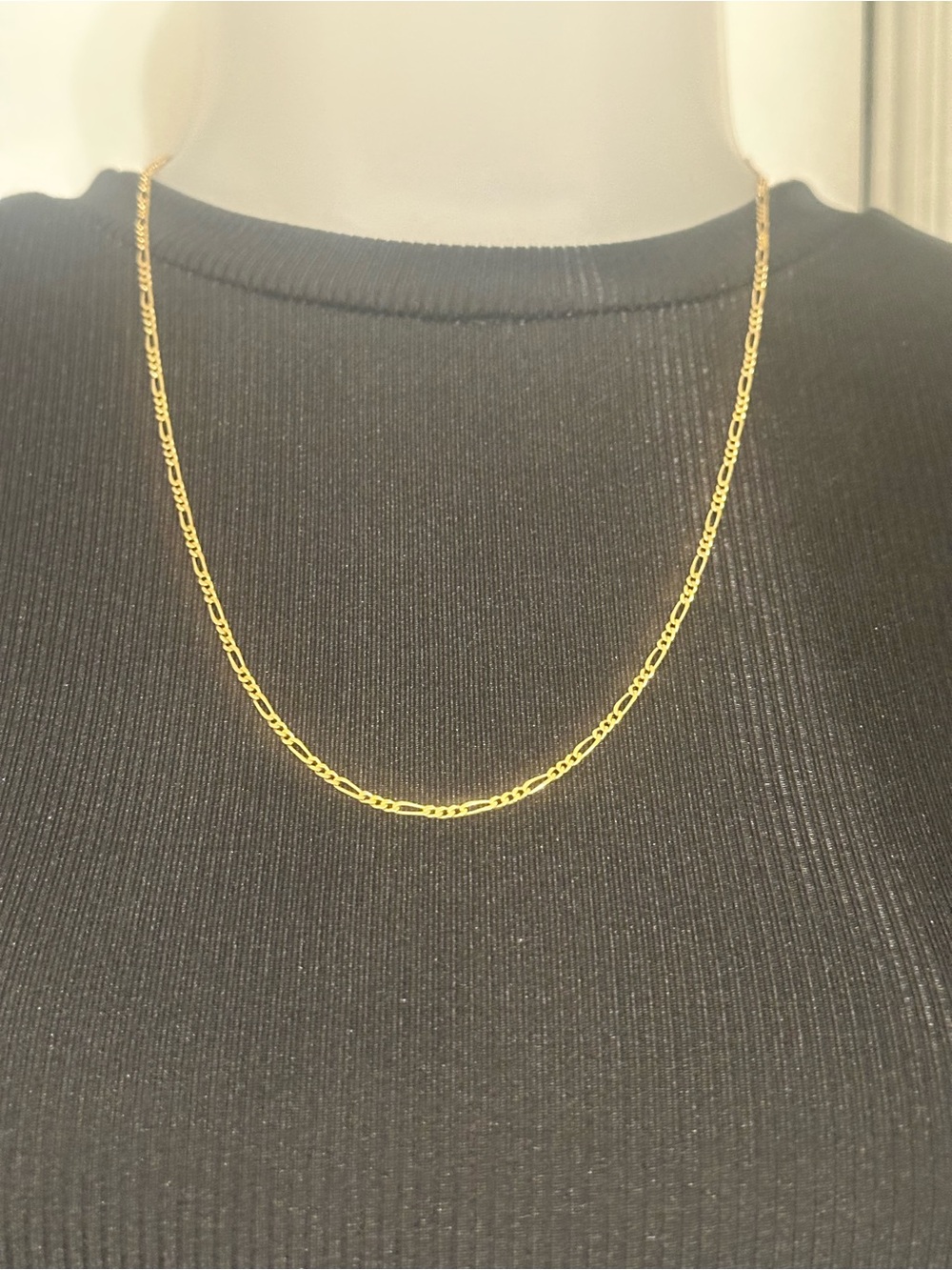 Vintage 18 Inch 14 KT Yellow Gold Vermeil 925 Italian Silver Figaro Chain